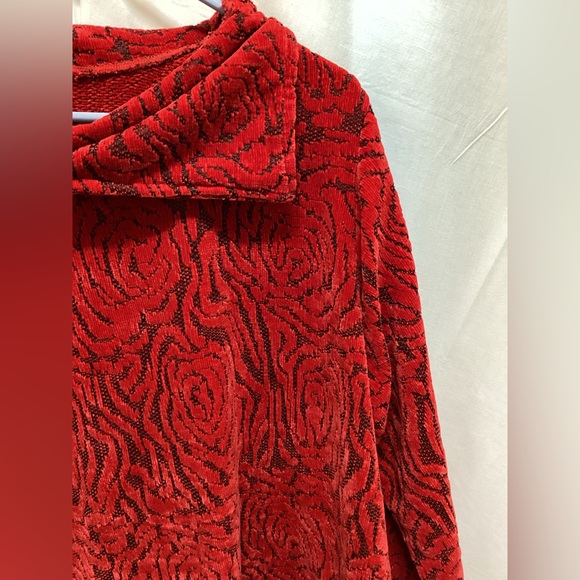 Ruby Rd. Red Textured Cowl Neck Sweater - Picture 3 of 4